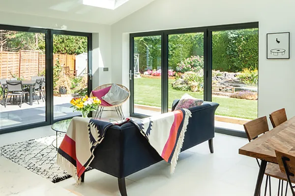 Bifold doors opening onto a garden