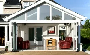 White open bifold doors