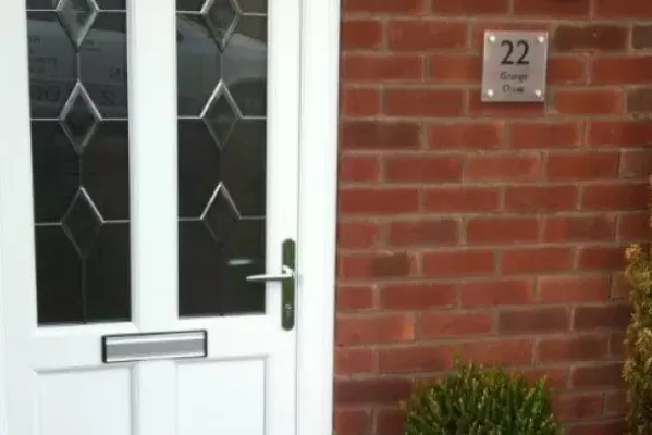 Stylish modern wooden front door